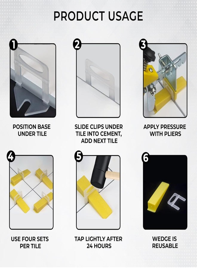 Robustt Tile Leveling System Wedges (Yellow) - Tile Leveler Clips DIY Tile Leveler Spacers for Professional Floor Tiles, Ceramic Tile and Stone Installation - Pack of 100 - Image 5